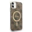 Guess set case + charger for iPhone 11 6,1" GUBPN61H4EACSW brown hard case 4G Print MagSafe MagSafe töltő és tok, barna