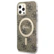 Guess Szett GUBPP12MH4EACSW Tok + Magsafe töltő iPhone 12/12 Pro hátlap, 4G Print, barna