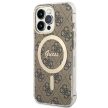 Guess Szett GUBPP13LH4EACSW Tok + Magsafe töltő iPhone 13 Pro hátlap, 4G Print, barna