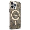 Guess Szett GUBPP13LH4EACSW Tok + Magsafe töltő iPhone 13 Pro hátlap, 4G Print, barna