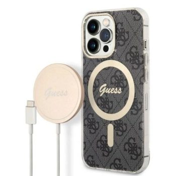   Guess Szett GUBPP13XH4EACSK Tok + Magsafe töltő iPhone 13 Pro Max hátlap, 4G Print, fekete