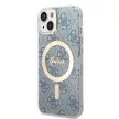 Guess Szett GUBPP14MH4EACSB Tok + Magsafe töltő iPhone 14 Plus 6.7" hátlap, 4G Print, kék