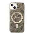 Guess Szett GUBPP14MH4EACSW Tok + Magsafe töltő iPhone 14 Plus 6.7" hátlap, 4G Print, barna