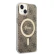 Guess Szett GUBPP14MH4EACSW Tok + Magsafe töltő iPhone 14 Plus 6.7" hátlap, 4G Print, barna