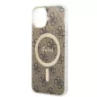 Guess Szett GUBPP14MH4EACSW Tok + Magsafe töltő iPhone 14 Plus 6.7" hátlap, 4G Print, barna
