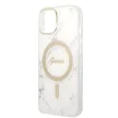 Guess Szett GUBPP14MHMEACSH Tok + Magsafe töltő iPhone 14 Plus 6.7" hátlap, Marble, fehér