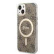 Guess iPhone 14 4G Print MagSafe (GUBPP14SH4EACSW) hátlap, tok és Magsafe vezeték nélküli wireless töltő, barna