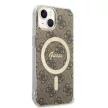 Guess iPhone 14 4G Print MagSafe (GUBPP14SH4EACSW) hátlap, tok és Magsafe vezeték nélküli wireless töltő, barna