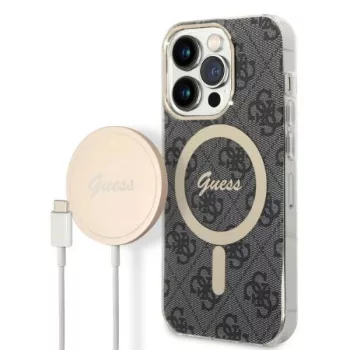   Guess Szett GUBPP14XH4EACSK Tok + Magsafe töltő iPhone 14 Pro Max 6.7" hátlap, 4G Print, fekete