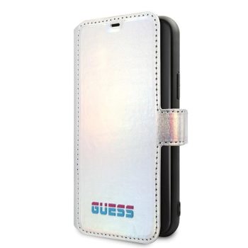   Guess GUFLBKN58BLD iPhone 11 Pro oldalra nyíló tok Iridescent, ezüst