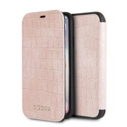 Guess Crocodile Book iPhone X/XS oldalra nyíló rózsaszín