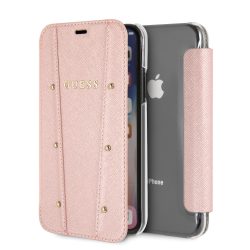 Guess Kaia iPhone X/XS oldalra nyíló tok, rozé arany