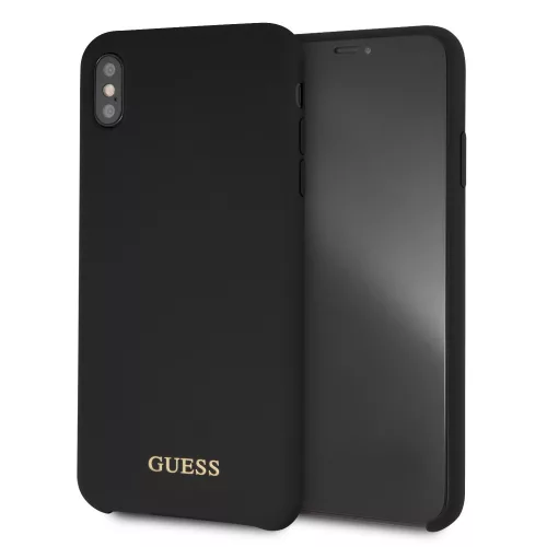 Guess iPhone Xs Max (6.5) Silicone Gold Logo (GUHCI65LSGLBK) hátlap, tok, fekete