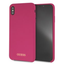   Guess iPhone Xs Max (6.5) Silicone Gold Logo hátlap, tok, pink