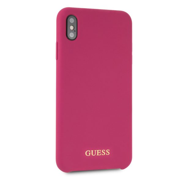 Guess iPhone Xs Max (6.5) Silicone Gold Logo (GUHCI65LSGLPI) hátlap, tok, pink