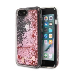   Guess iPhone 7/8/SE (2020) Glitter Floating Hearts, hátlap, tok, rózsaszín