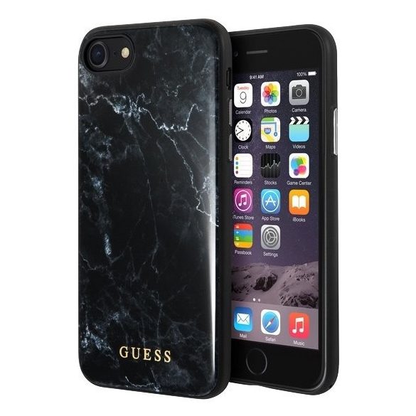Guess iPhone 7/8 Marble Case márvány mintás (GUHCI8HYMABK) hátlap, tok, fekete
