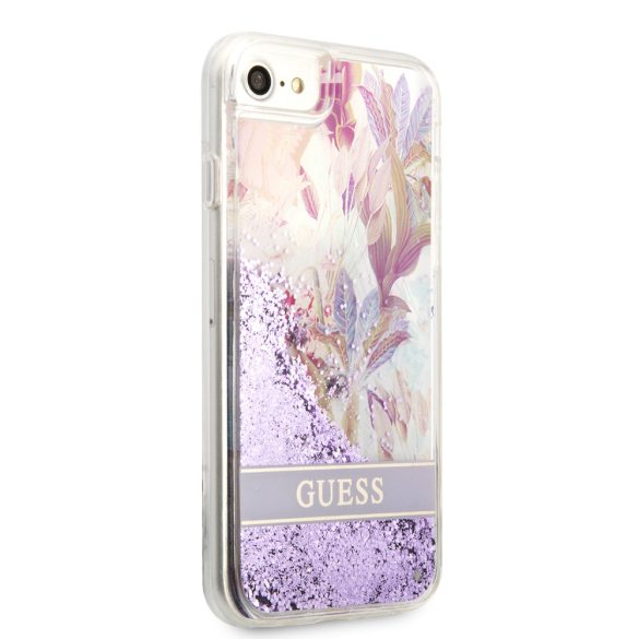 Guess iPhone 7/8/SE 2020/2022 Liquid Glitter Flower (GUHCI8LFLSU) hátlap, tok, lila