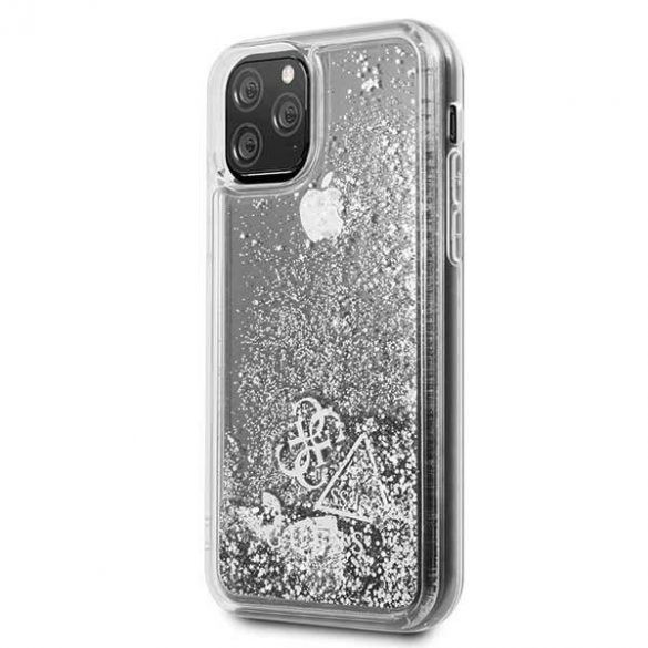 Guess iPhone 11 Pro Glitter Hearts (GUHCN58GLHFLSI) hátlap, tok, ezüst