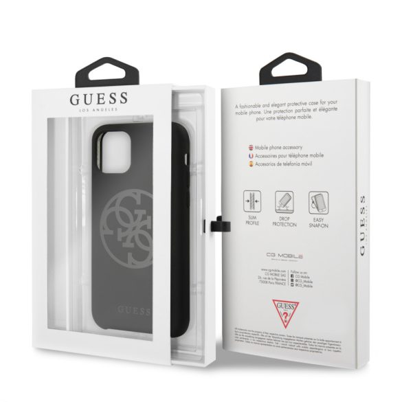 Guess iPhone 11 Pro Silicone 4G Tone On Tone (GUHCN58LS4GBK) hátlap, tok, fekete