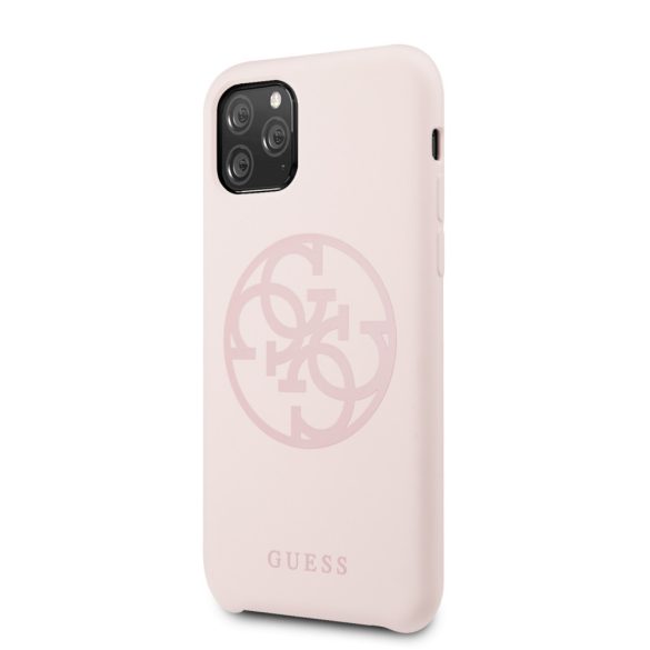 Guess iPhone 11 Pro Silicone 4G Tone On Tone (GUHCN58LS4GLP) hátlap, tok, rózsaszín