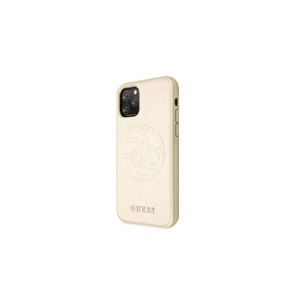 Guess Saffiano 4G Circle Logo iPhone 11 Pro (GUHCN58RSSASGO) hátlap, tok, arany