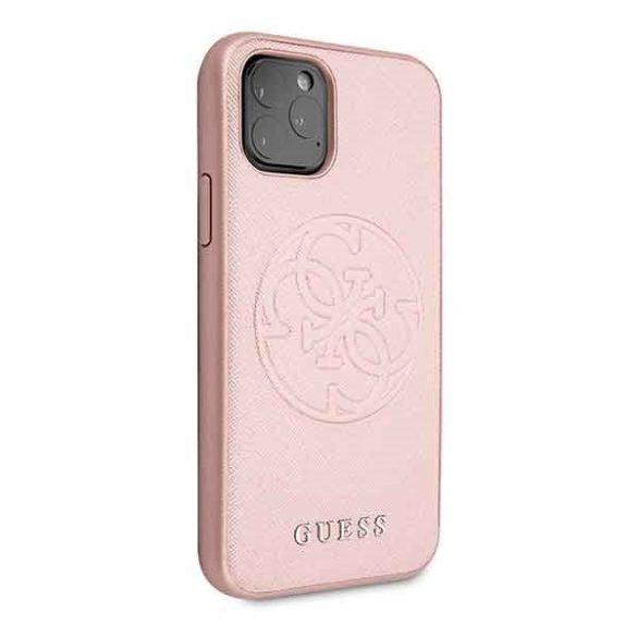 Guess Saffiano 4G Circle iPhone 11 Pro (GUHCN58RSSASRG) hátlap, tok, rozé arany