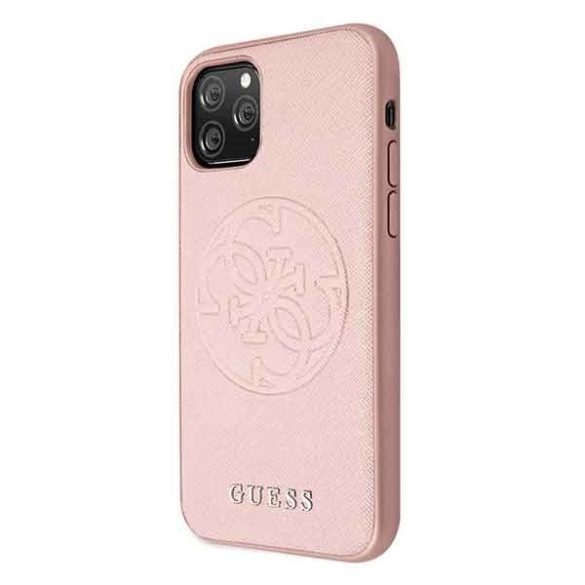 Guess Saffiano 4G Circle iPhone 11 Pro (GUHCN58RSSASRG) hátlap, tok, rozé arany