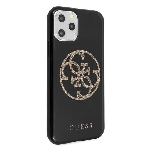 Guess iPhone 11 Pro 4G Glitter Circle Logo (GUHCN58TPUBKGLG) hátlap, tok, fekete