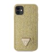Guess iPhone 11 Rhinestones Triangle Metal Logo (GUHCN61HDGTPD) hátlap, tok, arany