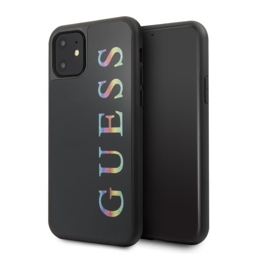 Guess iPhone 11 Multicolor Glitter Cover (GUHCN61LGMLBK) hátlap, tok, fekete