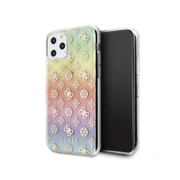 Guess iPhone 11 4G Glitter Peony (GUHCN61PEOML) hátlap, tok, szivárvány, színes