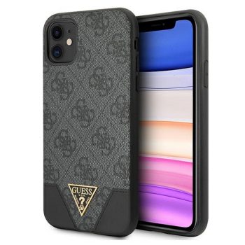   Guess GUHCN61PU4GHBK iPhone 11 6,1"/Xr hátlap, tok 4G Triangle Collection, szürke