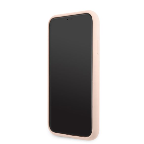 Guess iPhone 11 Silicone Line Triangle (GUHCN61SLTGP) hátlap, tok rózsaszín