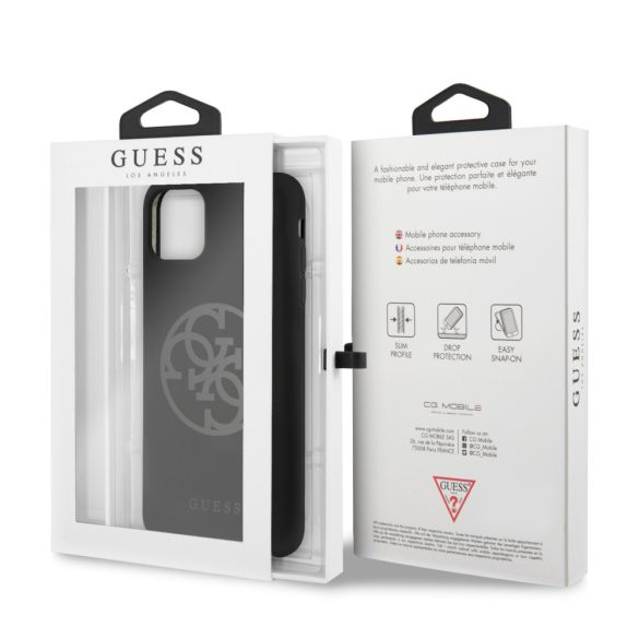 Guess iPhone 11 Pro Max Silicone 4G Tone On Tone (GUHCN65LS4GBK) hátlap, tok, fekete