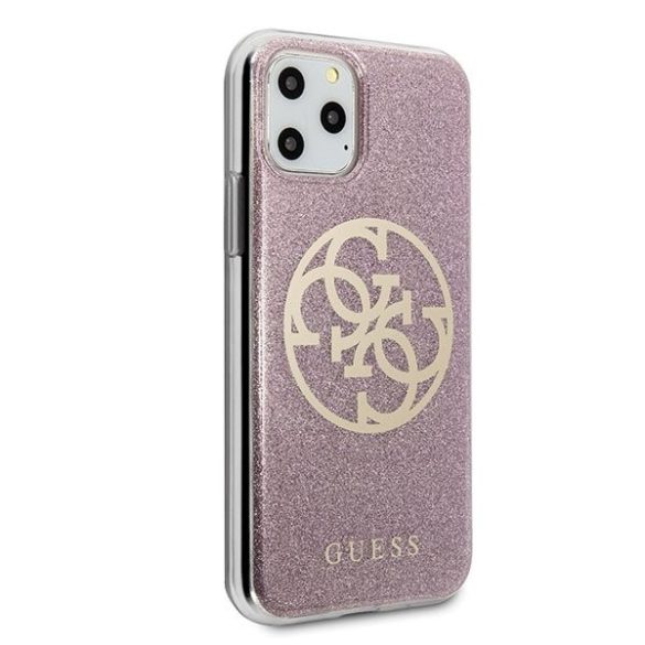 Guess iPhone 11 Pro Max 4G Glitter Circle (GUHCN65PCUGLPI) hátlap, tok, rózsaszín