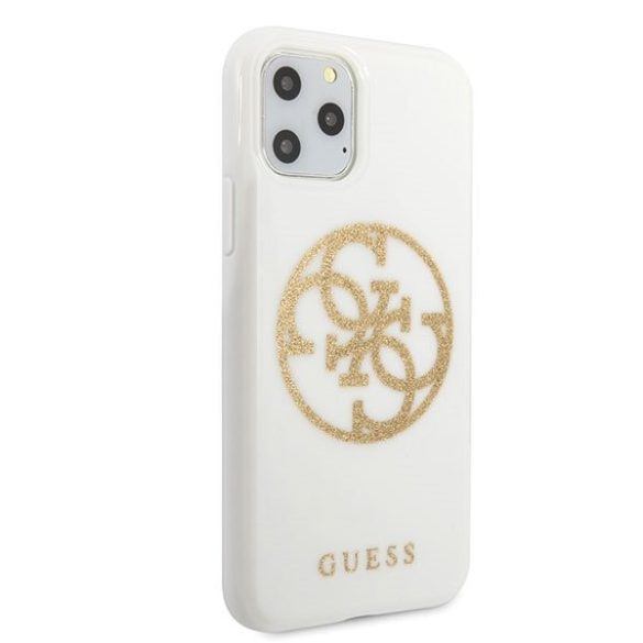 Guess Glitter Circle 4G iPhone 11 Pro Max (GUHCN65TPUWHGLG) hátlap, tok, fehér