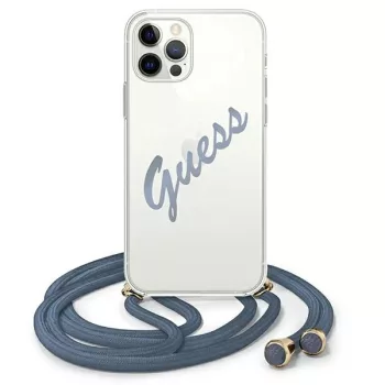   Guess GUHCP12LCRTVSBL iPhone 12 Pro Max 6.7" hátlap, tok Script Vintage, kék