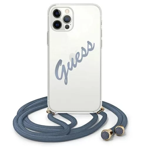Guess GUHCP12LCRTVSBL iPhone 12 Pro Max 6.7" hátlap, tok Script Vintage, kék