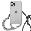 Guess GUHCP12LKC4GSSI Transparent hátlap, tok, 4G Silver Chain iPhone 12 Pro Max 6.7" hátlap, tok, átlátszó 4G, ezüst