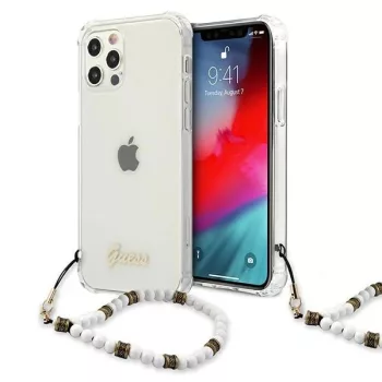   Guess GUHCP12LKPSWH Transparent hátlap, tok, White Pearl iPhone 12 Pro Max 6.7" hátlap, tok, átlátszó