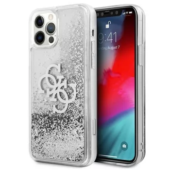   Guess GUHCP12LLG4GSI iPhone 12 Pro Max 6.7" hátlap, tok 4G Big Liquid Glitter, ezüst