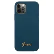 Guess GUHCP12LLSLMGBL iPhone 12 Pro Max 6.7" hátlap, tok Metal Logo Script, kék
