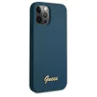 Guess GUHCP12LLSLMGBL iPhone 12 Pro Max 6.7" hátlap, tok Metal Logo Script, kék