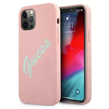   Guess GUHCP12LLSVSPG iPhone 12 Pro Max 6.7", zöld hátlap, tok Silicone Vintage, rózsaszín