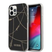   Guess iPhone 12 Pro Max Gold Chain Collection (GUHCP12LPCUCHBK) hátlap, tok, fekete
