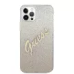 Guess GUHCP12LPCUGLSGO iPhone 12 Pro Max 6.7" hátlap, tok Glitter Gradient Script, arany