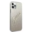 Guess GUHCP12LPCUGLSGO iPhone 12 Pro Max 6.7" hátlap, tok Glitter Gradient Script, arany
