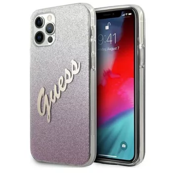   Guess GUHCP12LPCUGLSPI Glitter Gradient Script iPhone 12 Pro Max 6.7", hátlap, tok, rózsaszín