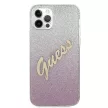 Guess GUHCP12LPCUGLSPI Glitter Gradient Script iPhone 12 Pro Max 6.7", hátlap, tok, rózsaszín